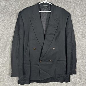 Canali Proposta Blazer Mens 52L (US 42L) Black Wool Jacket Double Breasted Italy